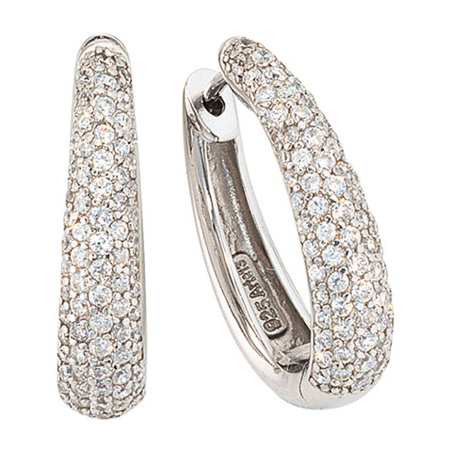 Bild von SIGO Creolen oval 925 Sterling Silber mit Zirkonia Ohrringe