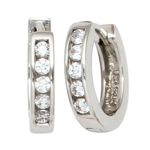 Bild von SIGO Creolen rund 925 Silber mit Zirkonia