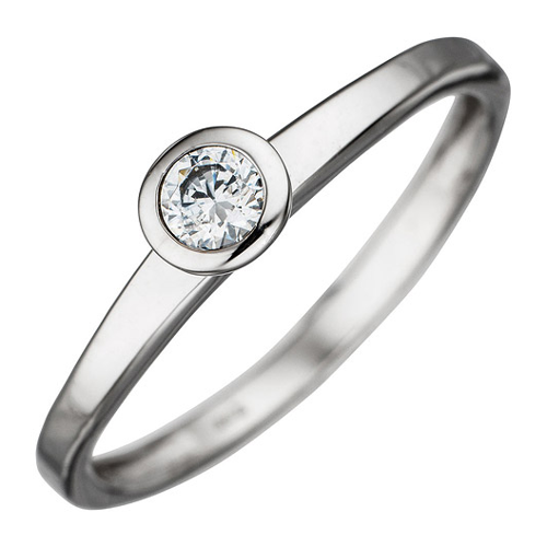Bild von SIGO Damen Ring 333 Gold Weißgold 1 Zirkonia Goldring