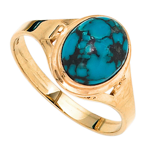 Bild von SIGO Damen Ring 585 Gold Gelbgold mit Türkis