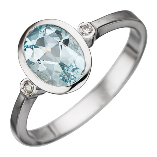 Bild von SIGO Damen Ring aus 585 Weißgold mit Aquamarin und Diamanten