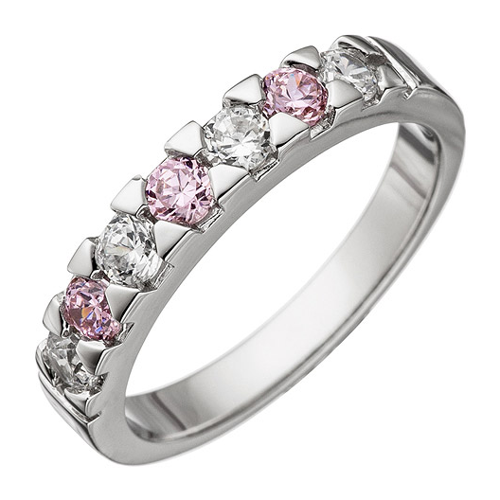 Bild von SIGO Damen Ring 925 Sterling Silber mit Zirkonia rosa und weiß