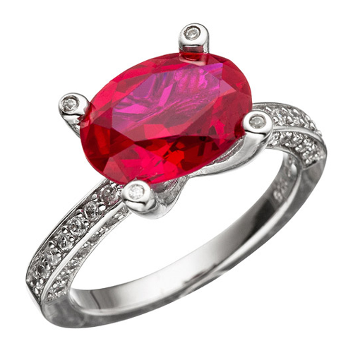 Bild von SIGO Damen Ring 925 Sterling Silber mit Zirkonia rot und weiß Silberring