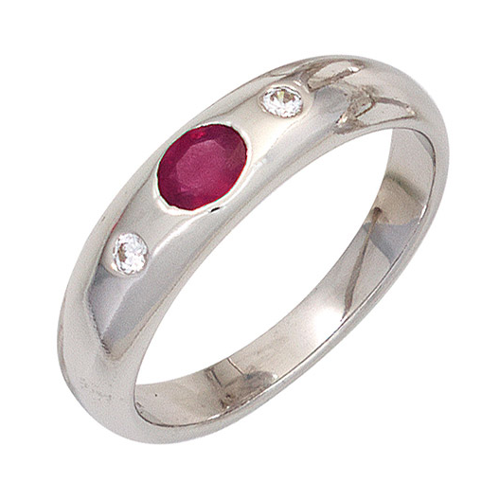 Bild von SIGO Damenring 925 Sterling Silber mit Rubin und Zirkonia