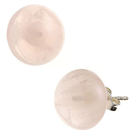 Bild von SIGO Ohrstecker rund 925 Sterling Silber 2 Rosenquarze Ohrringe