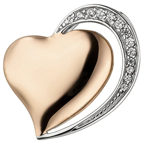 Bild von SIGO Anhänger Herz 925 Sterling Silber bicolor vergoldet 13 Zirkonia Herzanhänger