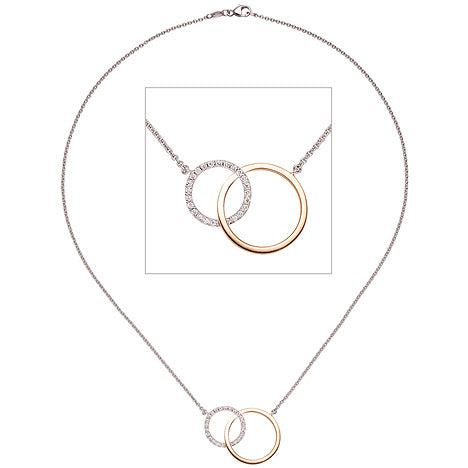 Bild von SIGO Collier Halskette 585 Gold Weißgold Rotgold bicolor 25 Diamanten Brillanten