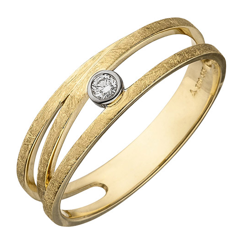 Bild von SIGO Damen Ring 585 Gold Gelbgold bicolor eismatt mit Diamant