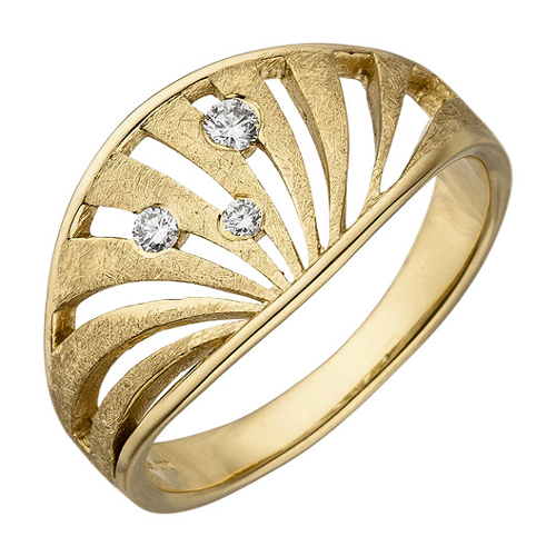 Bild von SIGO Damen Ring 585 Gold Gelbgold eismatt mit 3 Diamanten