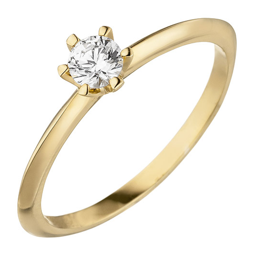 Bild von SIGO Damen Ring 585 Gold Gelbgold 1 Diamant Brillant 0,25 ct. Diamantring Solitär