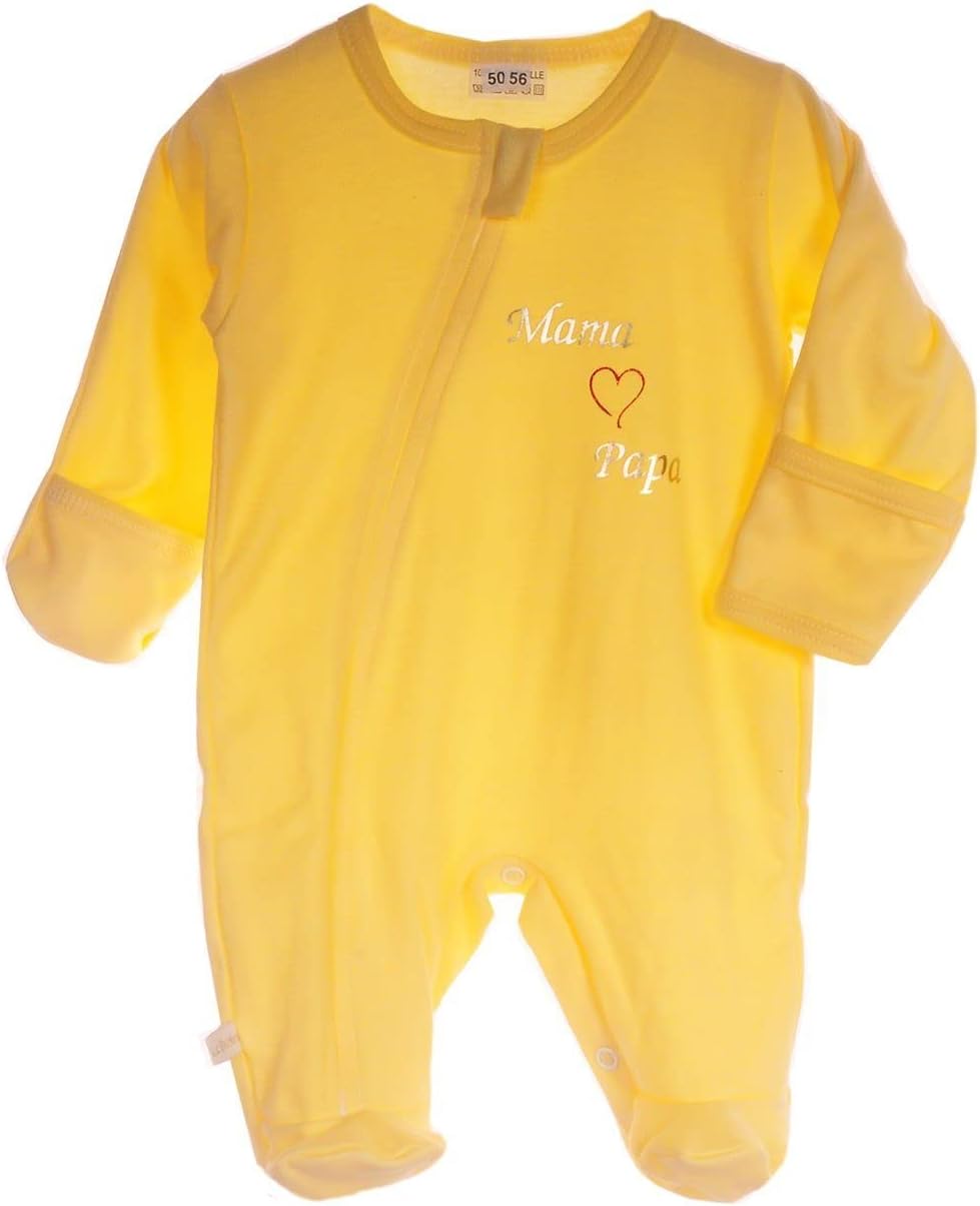 Bild von La Bortini Strampler Overall Baby Schlafanzug in Gelb Schlafoverall aus reiner Baumwolle, 44 50 56 62 68 74 80