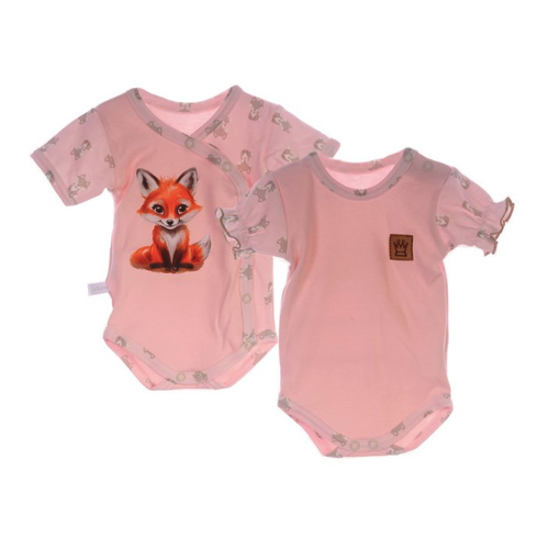Bild von La Bortini Body Baby Bodys 2er Pack Wickelbodys in Altrosa mit Fuchs