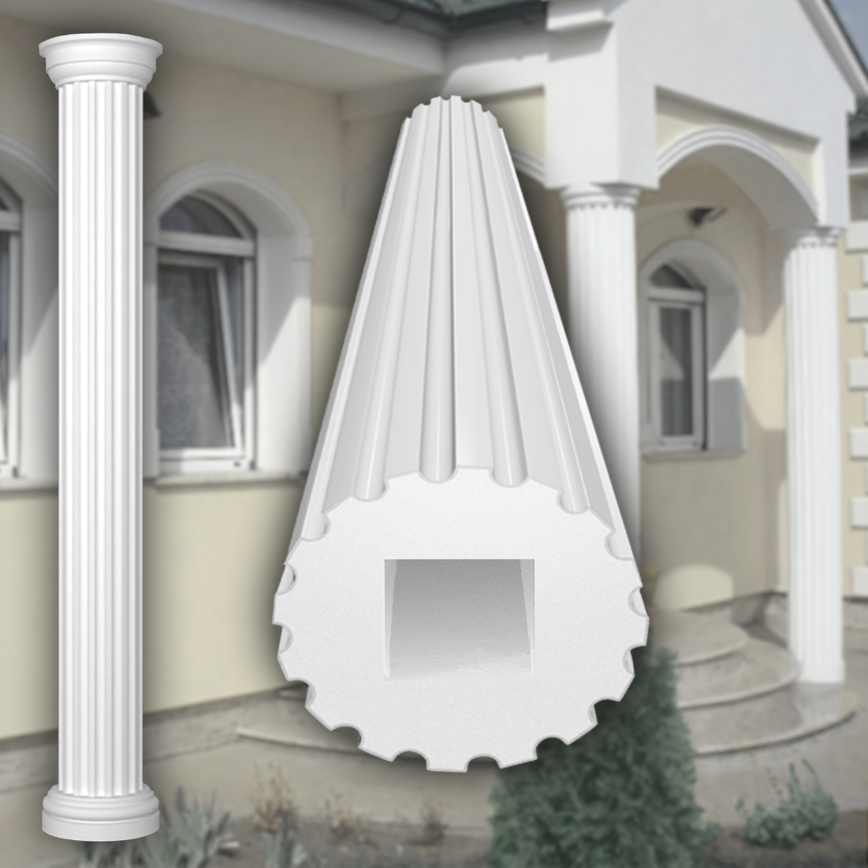 Bild von SÃ¤ulen und HalbsÃ¤ulen Fassade rund Set Auswahl 305mm LC102
