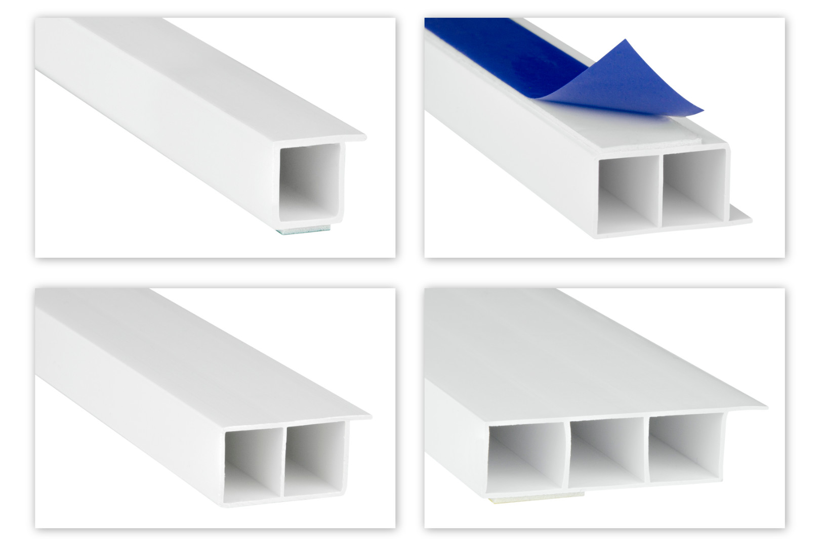 Bild von Hohlkammerleisten PVC weiÃ 2m - KantenhÃ¶he 15mm, Auswahl Fahne & Klebeband - HJ