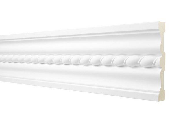 Bild von Hexim Perfect Stuckleiste AC 277, Flachprofile aus PU Serie 2 - Stuckprofil gemustert, weißes Zierprofil, hart & stoßfest - Wandleiste vorgrundiert