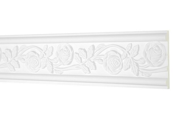 Bild von Hexim Perfect Stuckleiste AC 312, Flachprofile aus PU Serie 2 - Stuckprofil gemustert, weißes Zierprofil, hart & stoßfest - Wandleiste vorgrundiert