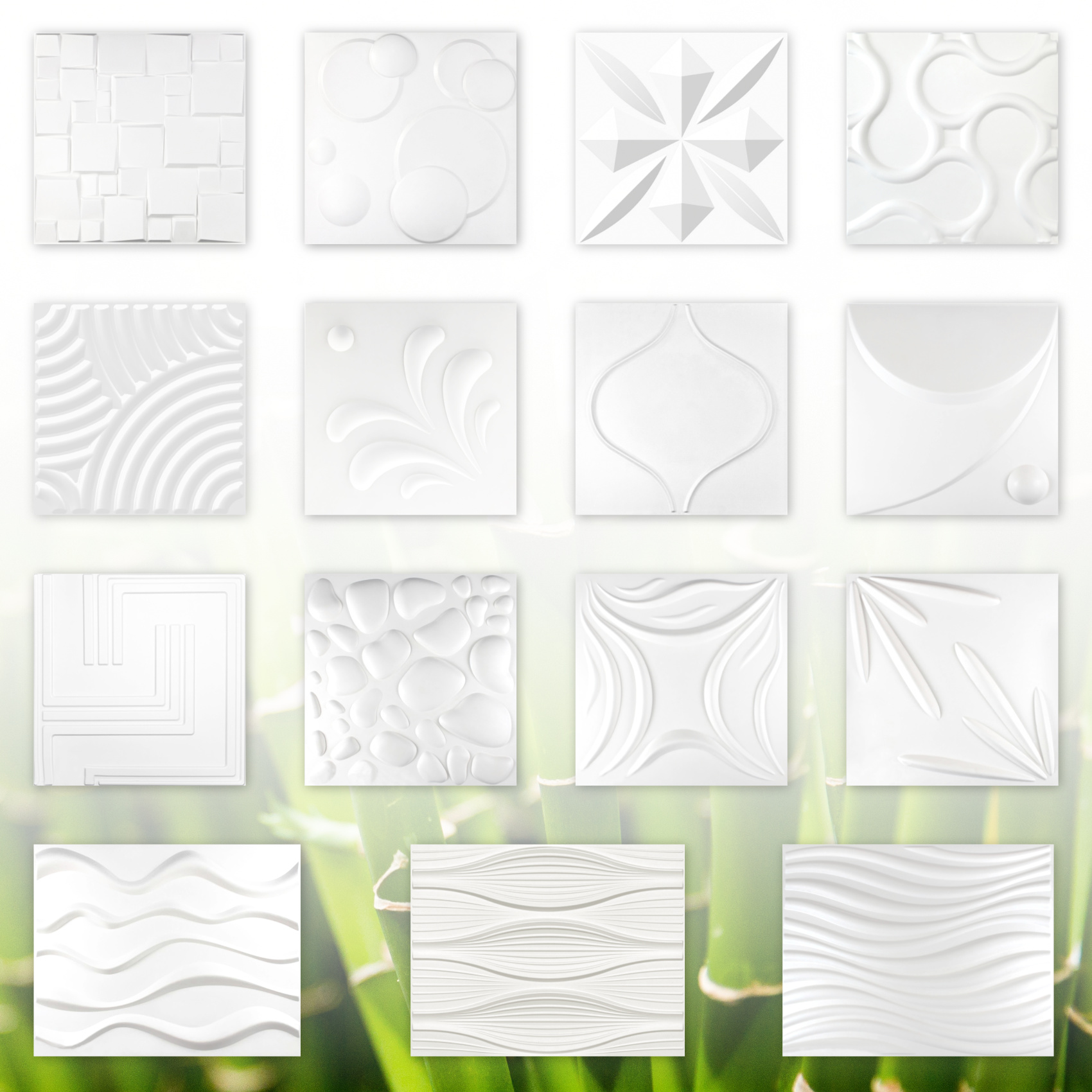 Bild von Hexim Wanddekoobjekt MAVIS (3D Paneel 50x50cm, Wand- und Deckengestaltung - Naturprodukt, ökologische Bambusfaser & Zuckerohr Platten - Verblender Deckenplatten Paneele)