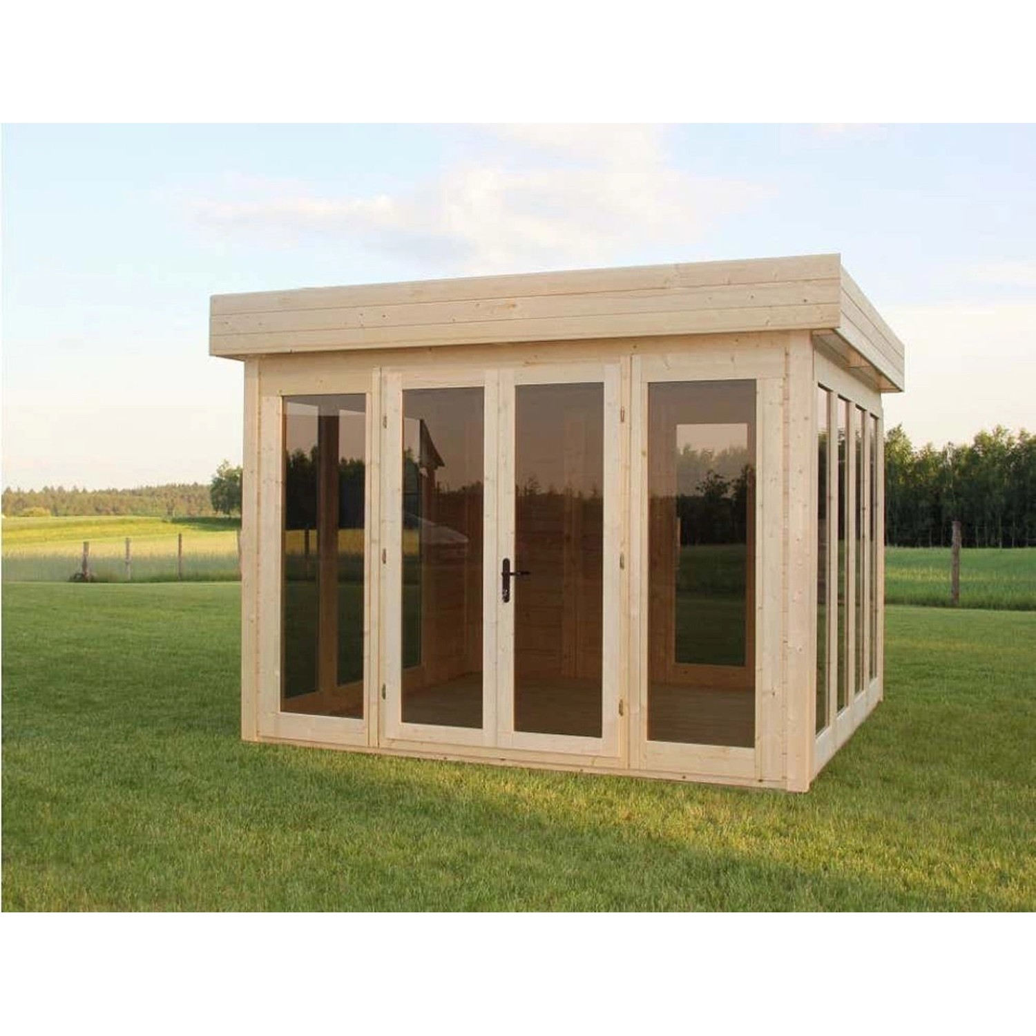 Bild von Alpholz Gartenhaus Orchidea 28 Flachdach 350 cm x 370 cm Natur