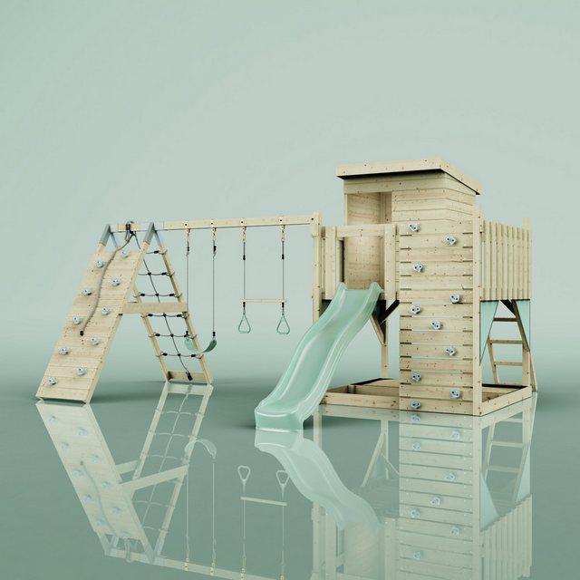 Bild von PolarPlay Spielturm Frida, mit Trapezstange, Mintgrün