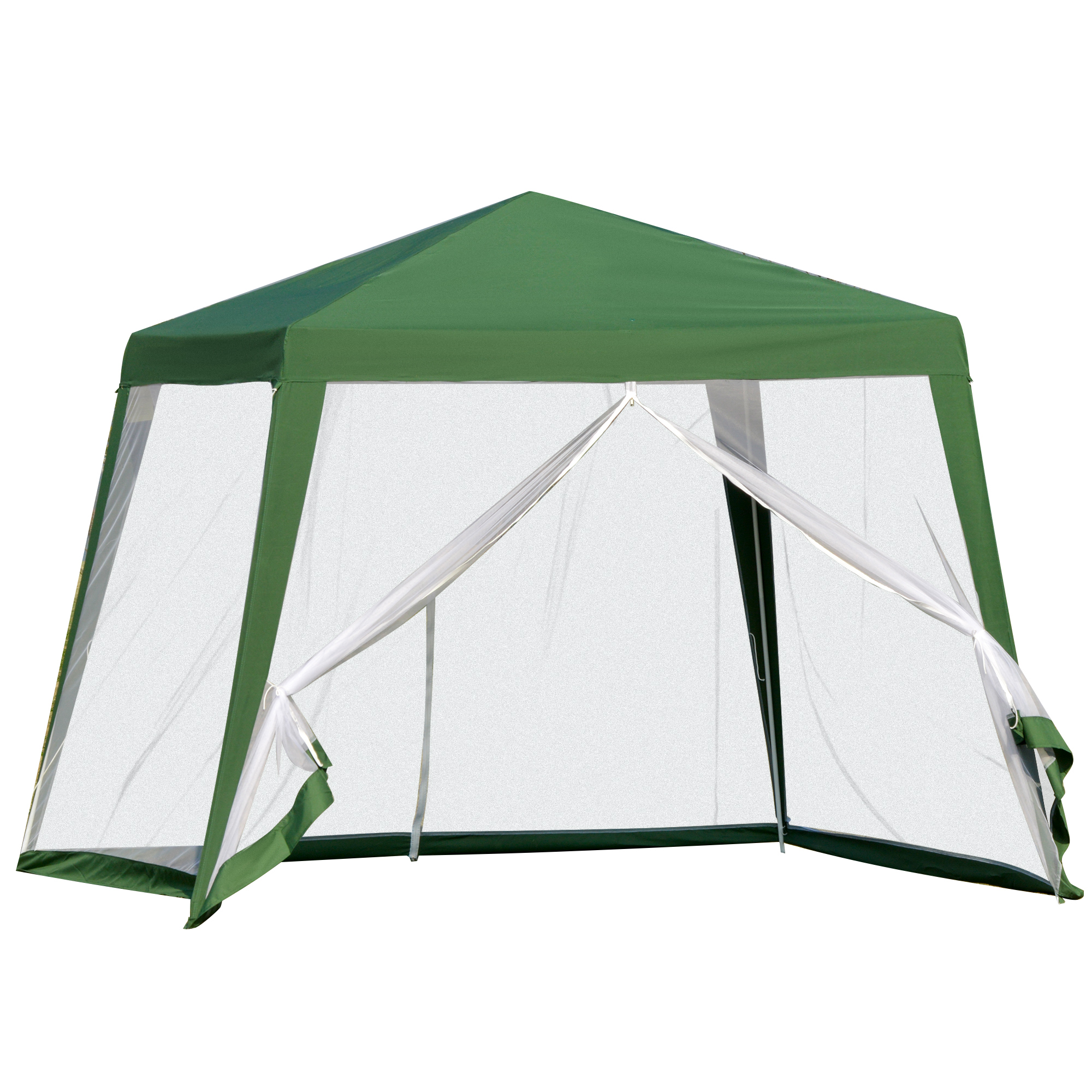 Bild von Outsunny Gartenpavillon Festzelt 3x3 m wetterfest mit Moskitonetz, Metall & Polyester, ideal für Partys im Freien, grün   Aosom.de