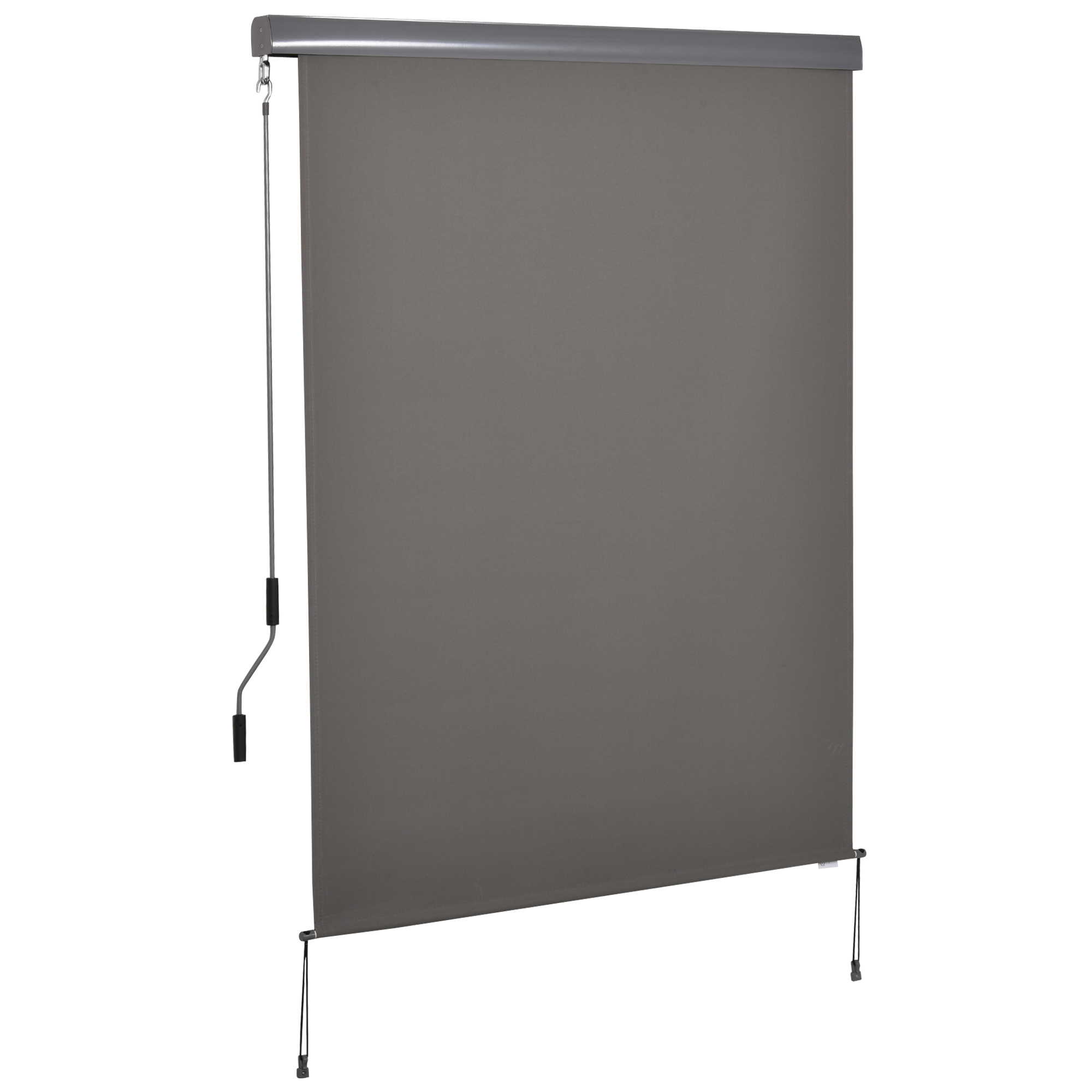 Bild von Outsunny Senkrechtmarkise  Balkon Windschutz & Sichtschutz, Handkurbel, Polyester+Aluminium, Grau, 140x250cm  Aosom