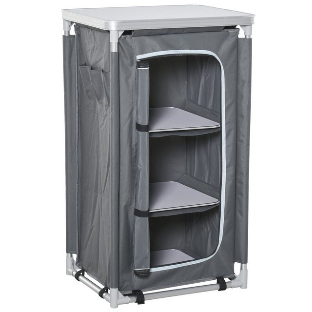 Bild von Outsunny Campingschrank, BxHxT: 50 x 104,5 x 50 cm, Aluminium/Oxford Gewebe/MDF - grau