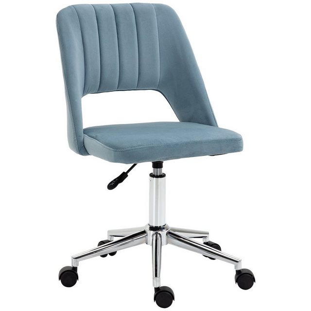 Bild von Vinsetto Bürostuhl Höhenverstellbarer Drehstuhl mit Nahtlinien-Design (Schreibtischstuhl, 1 St), Samtartiges Polyester Blau 49 x 60 x 79-91 cm