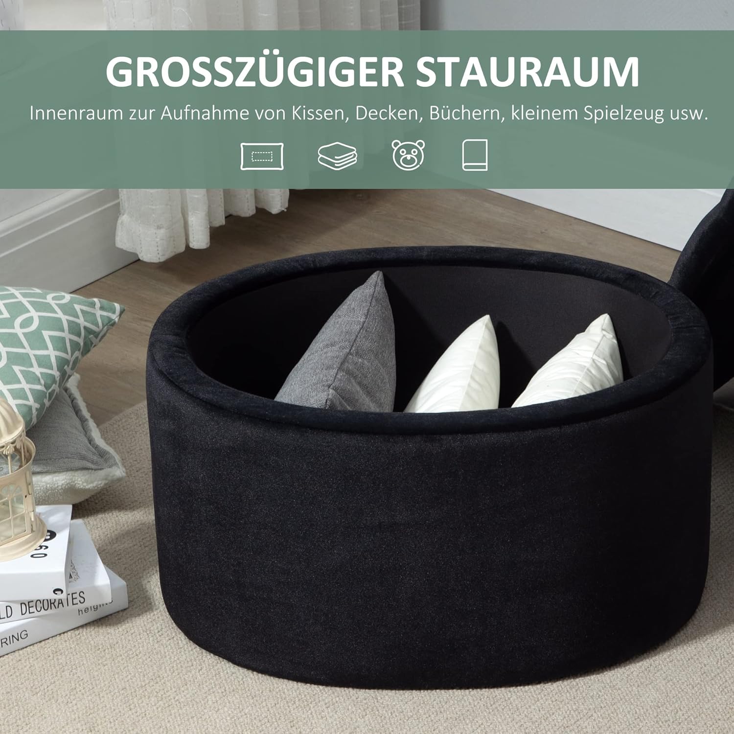 Bild von HOMCOM Sitzbank Polsterbank mit Stauraum Truhenbank Ovale Form Flur Schlafzimmer Wohnzimmer samtartiges Polyester Rosa 71 x 52 x 42 cm