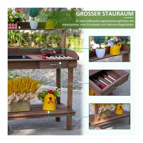 Bild von Outsunny Gärtnertisch mit Waschbecken und Rollen (Modell 845-460BN)