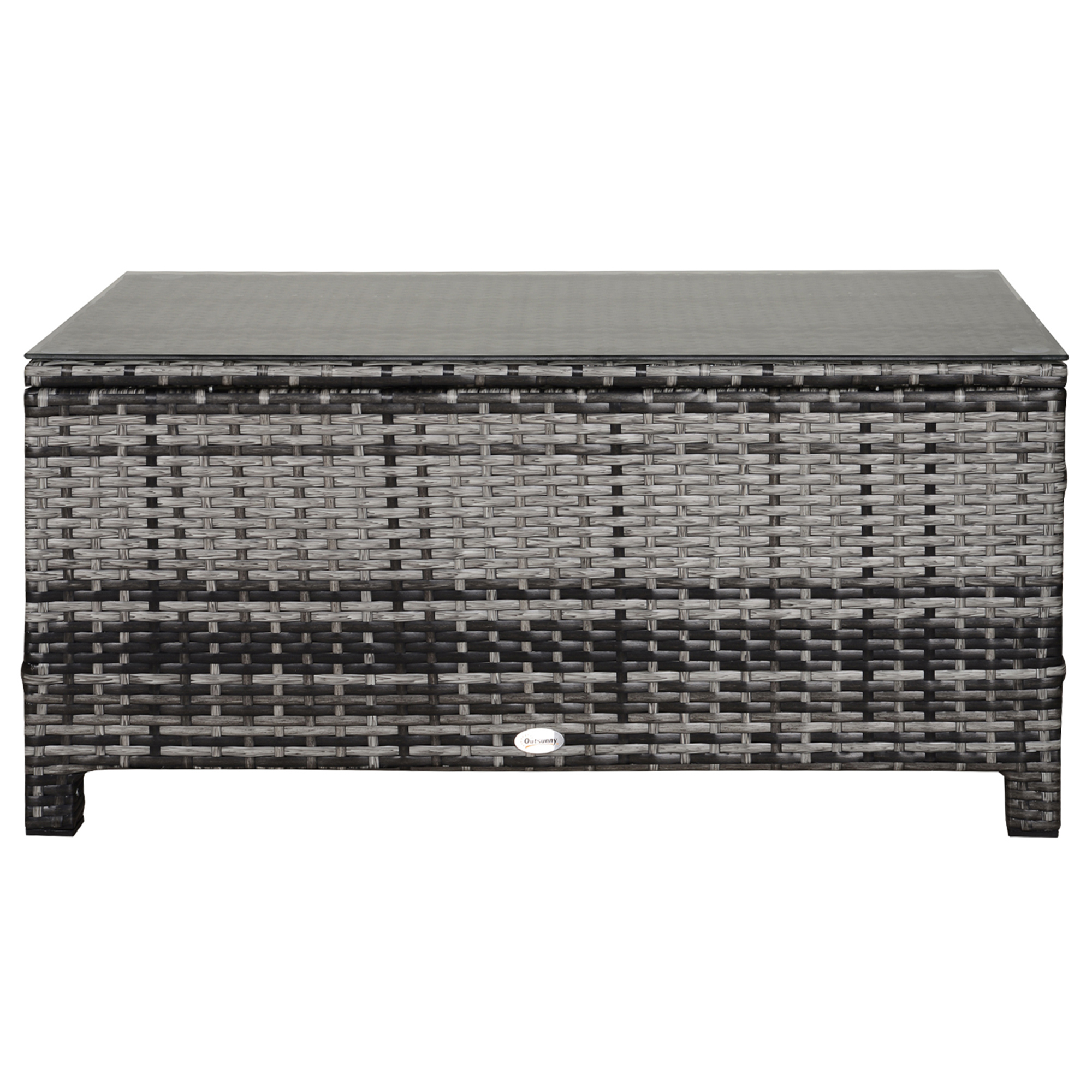 Bild von Outsunny Garten Beistelltisch Couchtisch 85 x 50 x 39 cm, Gartentisch aus Polyrattan in Grau, ideal für Balkon & Terrasse   Aosom.de