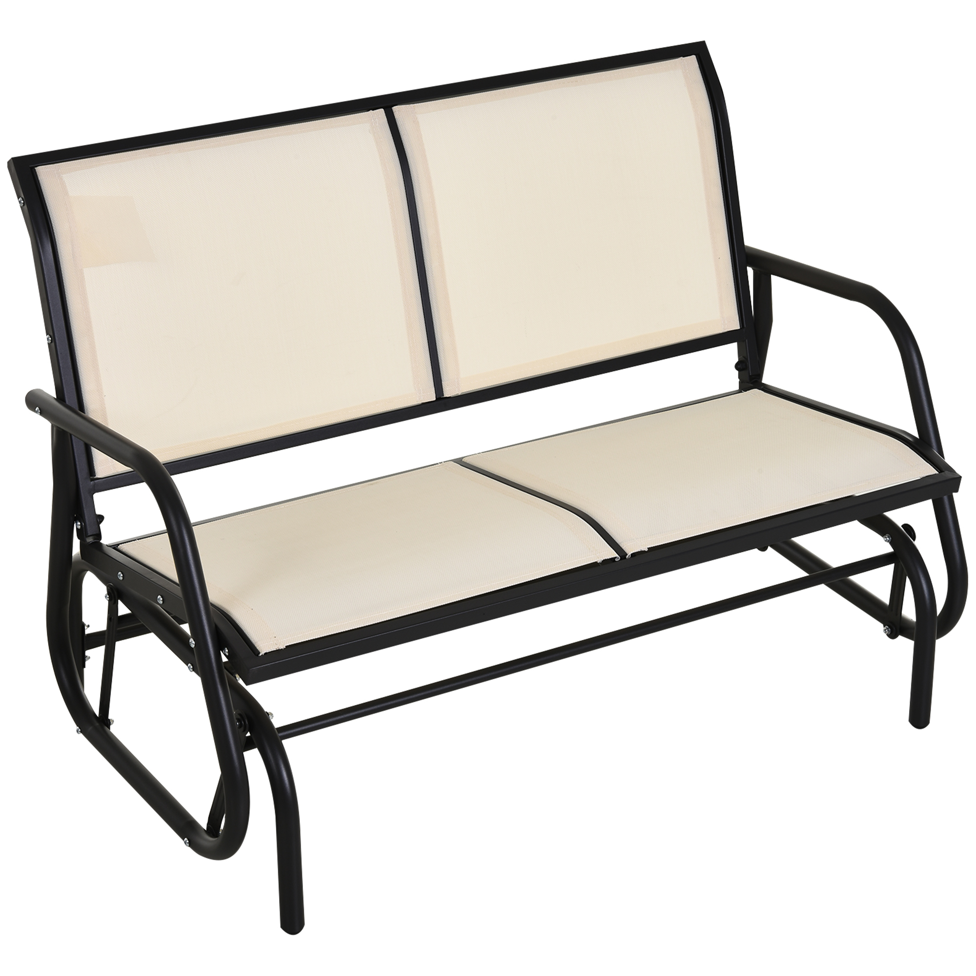 Bild von Outsunny Schaukelstuhl 2-Sitzer Gartenbank Gartenschaukel Sitzbank Parkbank Metall Gartenmöbel Schwarz+Beige 120 x 70 x 85 cm   Aosom