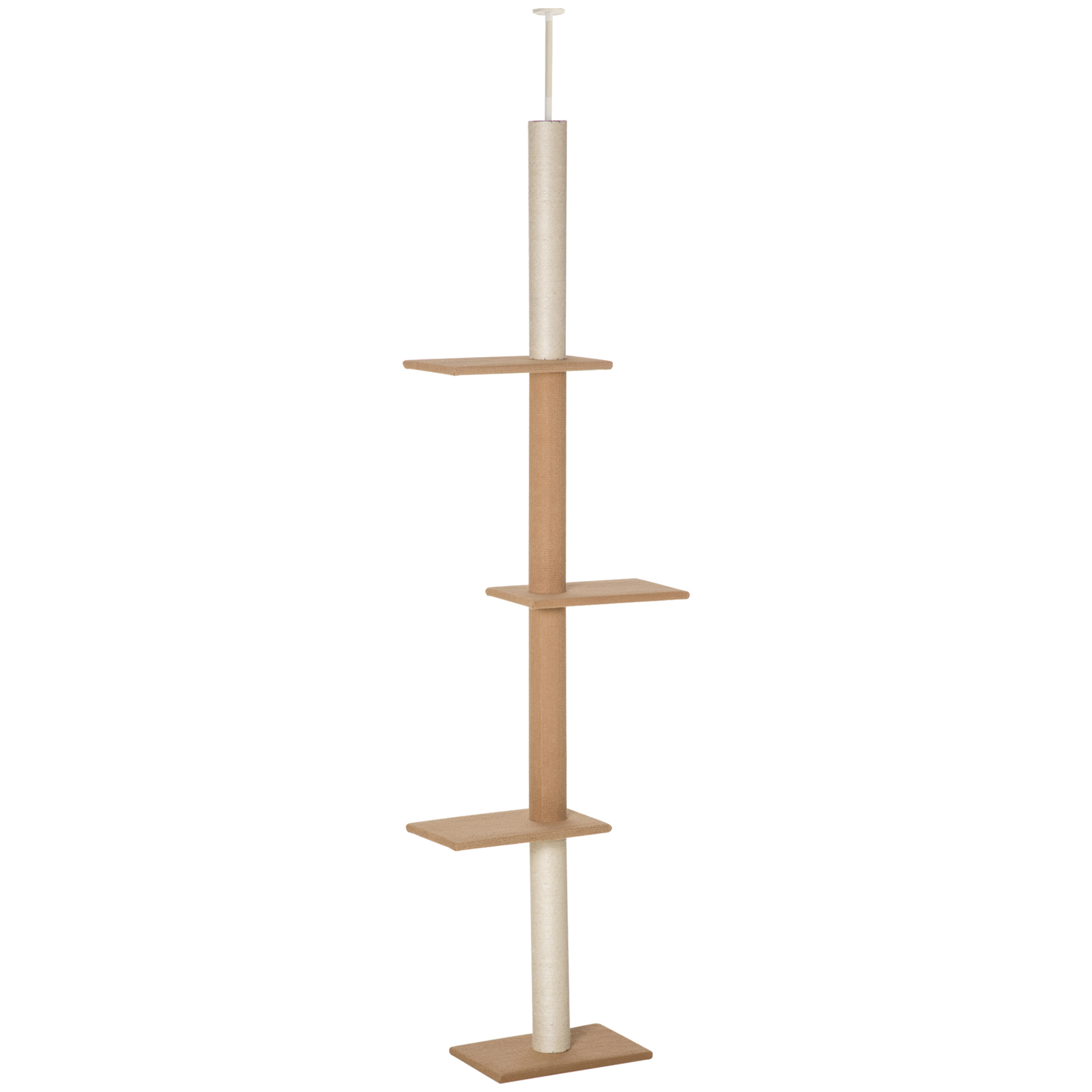 Bild von PawHut Kratzbaum Deckenhoch 228-260 cm höhenverstellbar Kletterbaum für Katzen Spielbaum in Khaki   Aosom.de