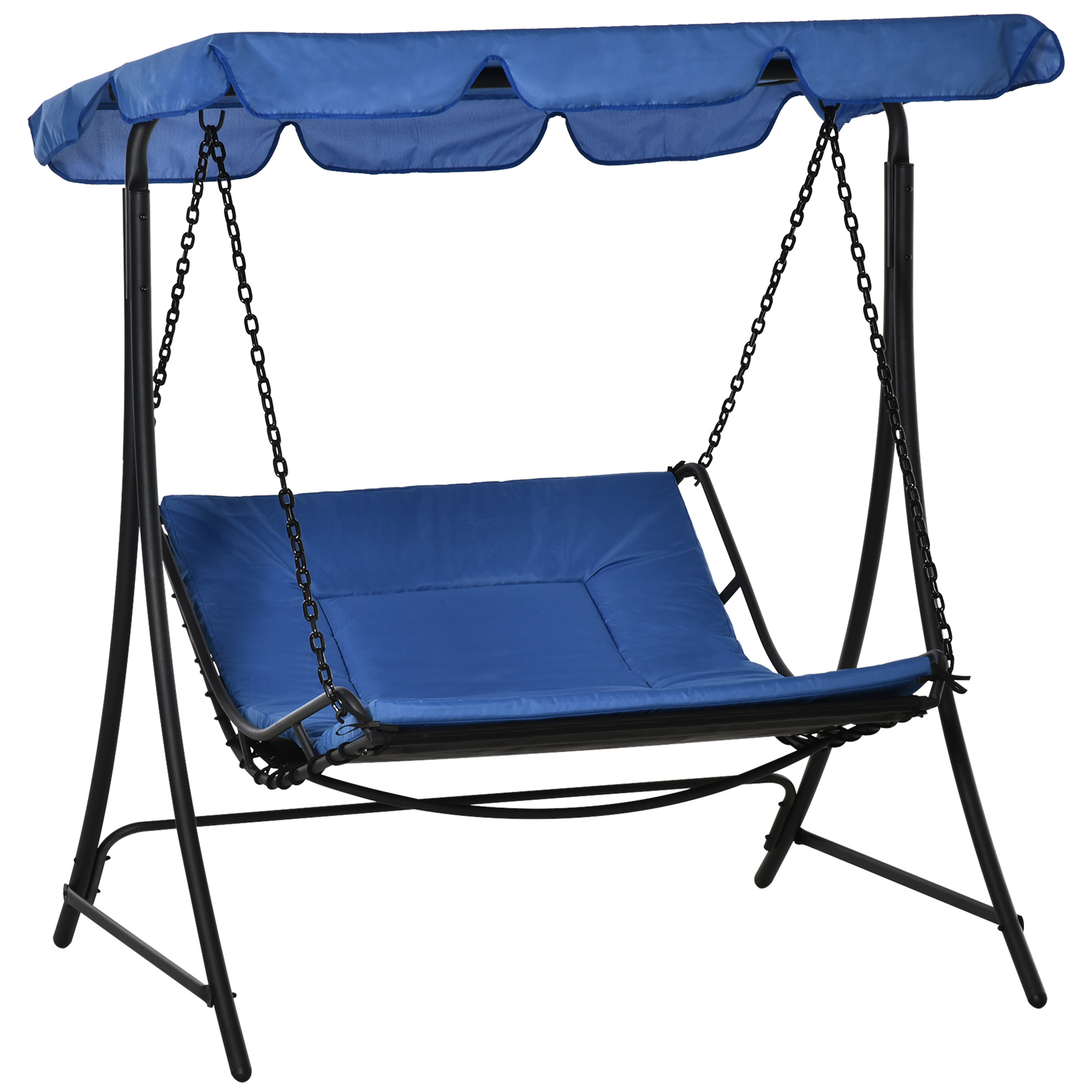 Bild von Outsunny Schwingliege Hollywoodschaukel Gartenliege für 2 Personen mit Dach, Stahl, Blau 164 x 116 x 176cm, ideal für Entspannung im Freien   Aosom.de