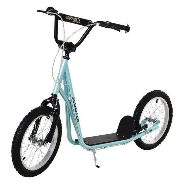 Bild von HOMCOM Kinderroller Scooter Tretroller Cityroller Kickscooter Roller Kinder Kickboard mit Luftreifen und Handbremse Scooter Kinder Wasserfest Faltbar ab 5 Jahre 16 Zoll Hellblau 139 x 58 x 90-96 cm
