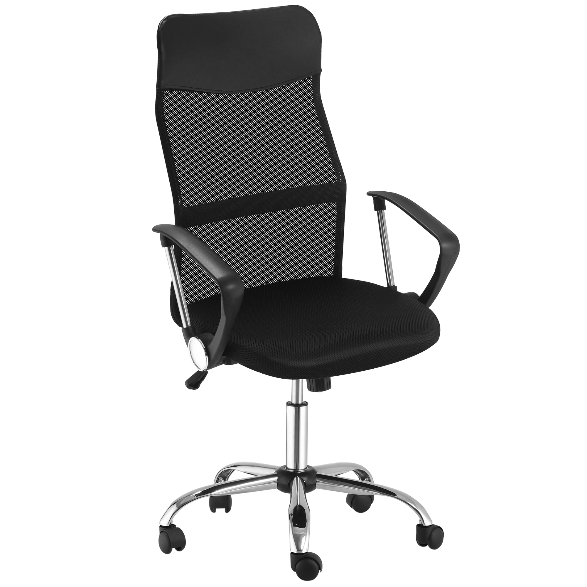 Bild von HOMCOM Bürostuhl mit Netz, höhenverstellbarer Schreibtischstuhl, ergonomischer Gaming Stuhl, Drehstuhl mit Wippenfunktion, Schwarz   Aosom.de