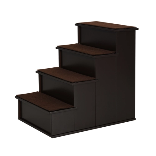 Bild von Pawhut Haustiertreppe mit Teppich dunkelbraun, PawHut Haustiertreppe  Hundetreppe/Katzentreppe mit Teppich, Einstiegshilfe, MDF, Dunkelbraun, 40x59x54,2cm  Aosom