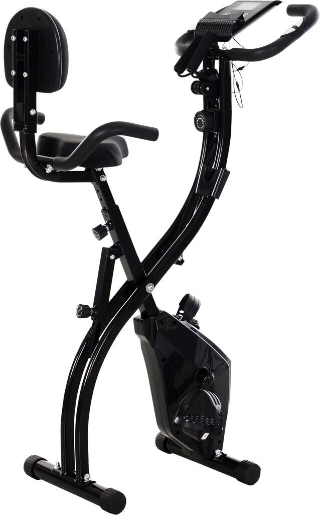Bild von HOMCOM Heimtrainer X-Bike 2-in-1 Fahrradtrainer LCD-Display klappbarer Hometrainer Trimmrad mit 8 stufig einstellbarem Magnetwiderstand und 1 Paar Spannseil Stahl Schwarz 105x48x118 cm