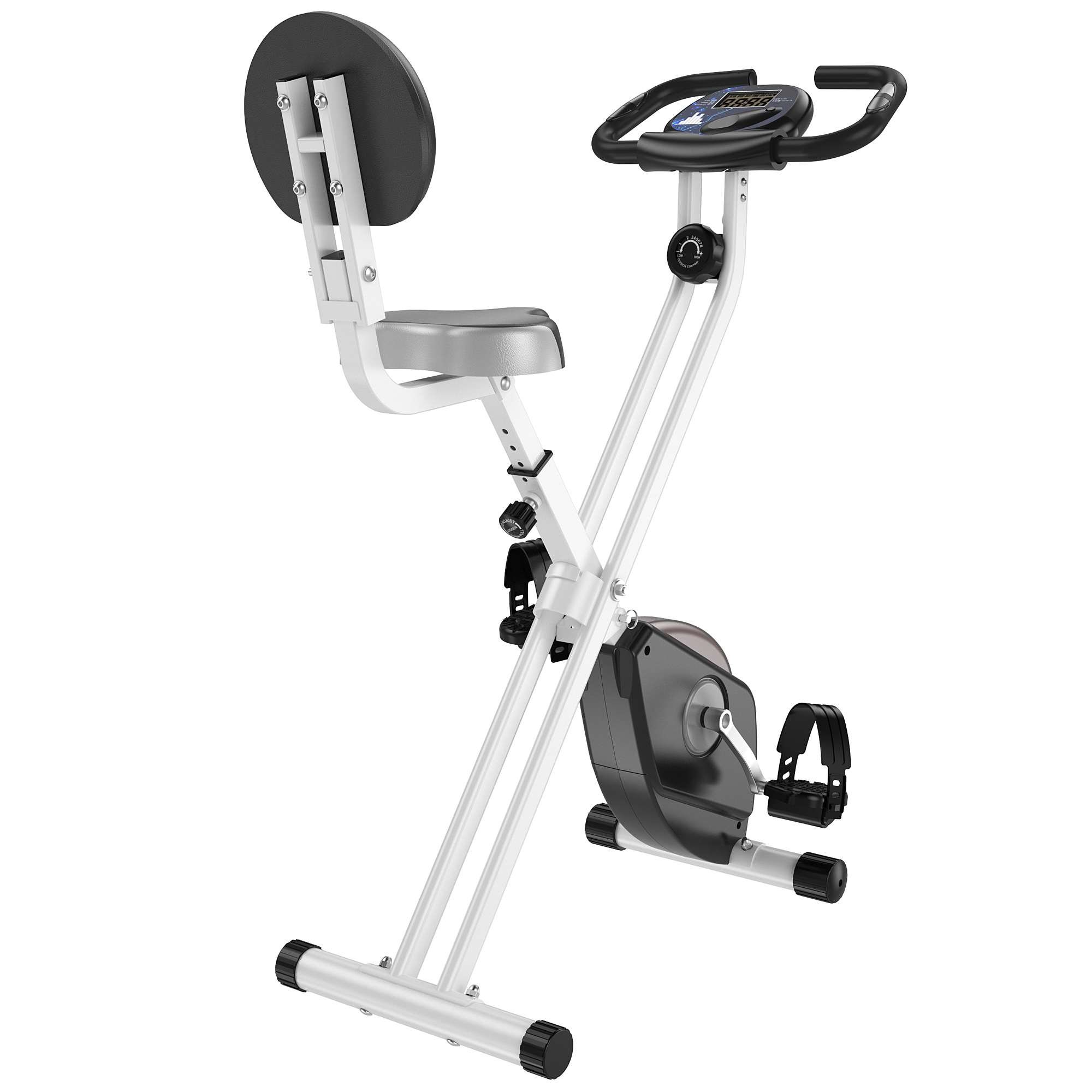 Bild von HOMCOM Heimtrainer F-Bike Fahrradtrainer mit 8-stufigem Magnetwiderstand, höhenverstellbar, stabiler Stahlrahmen, Schwarz-Grau, 43x97x109 cm   Aosom.de