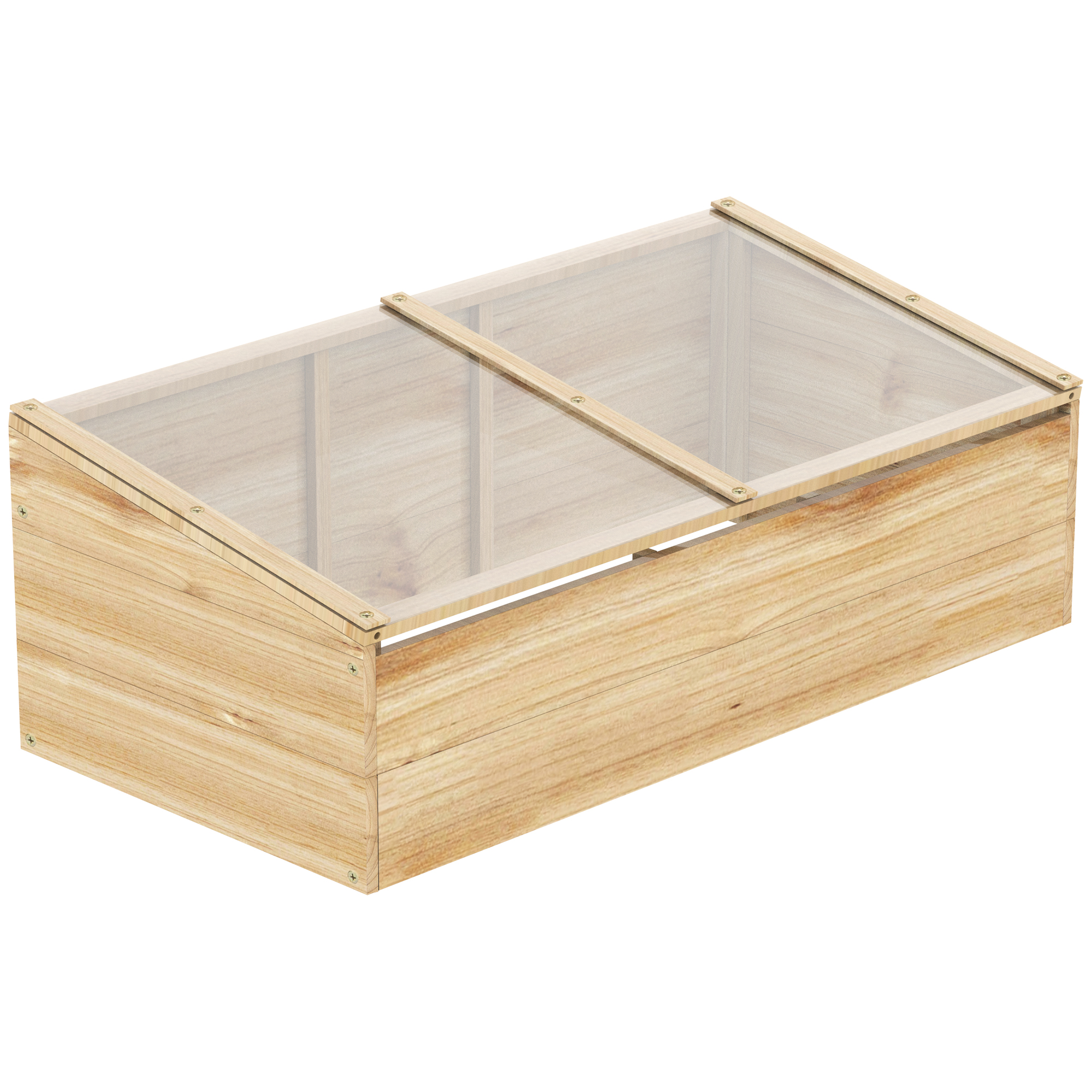 Bild von Outsunny Gewächshaus  Holz Frühbeetkasten, Treibhaus & Garten Pflanzkasten-System, 100x50x35 cm, Natur, Tanne, PC-Platte  Aosom
