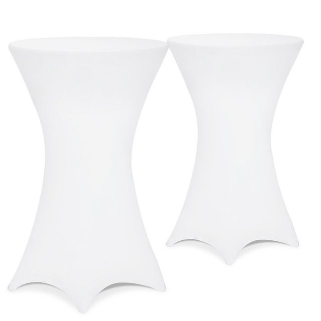 Bild von Detex Stehtischhusse, 60cm Weiß 2er Set Rund Stehtisch Hussen Bezug Überwurf Hochzeit Deko