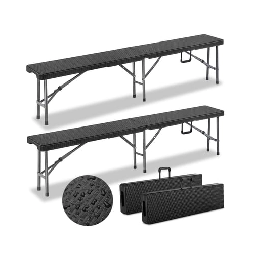 Bild von Rattanbänke Malmö 2er-Set Schwarz 180cm