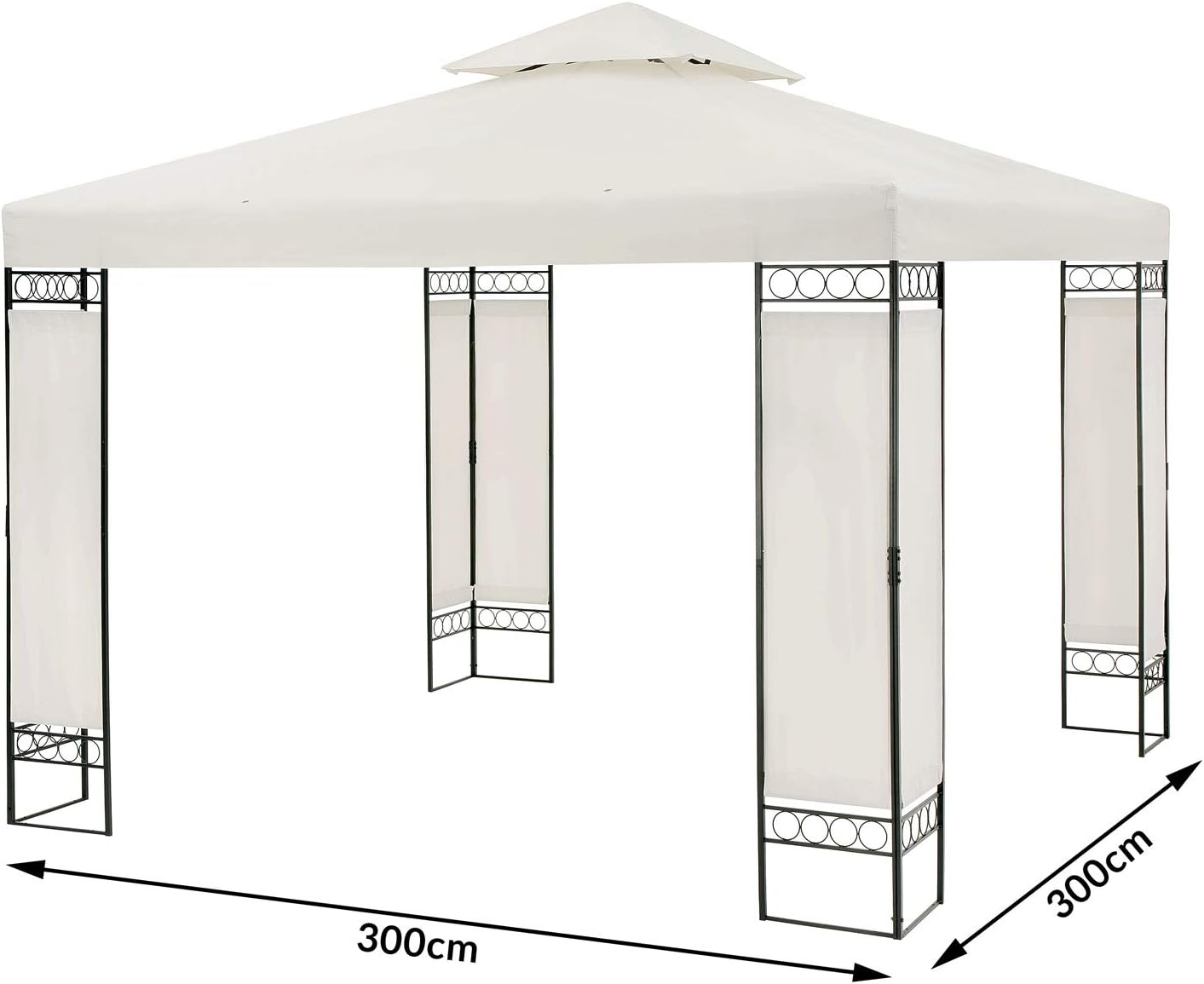 Bild von Casaria® Pavillon Lorca 3x3m Metall Wasserabweisend UV-Schutz 50+ mit Seitenteile Stabil Gartenpavillon Modern Anthrazit