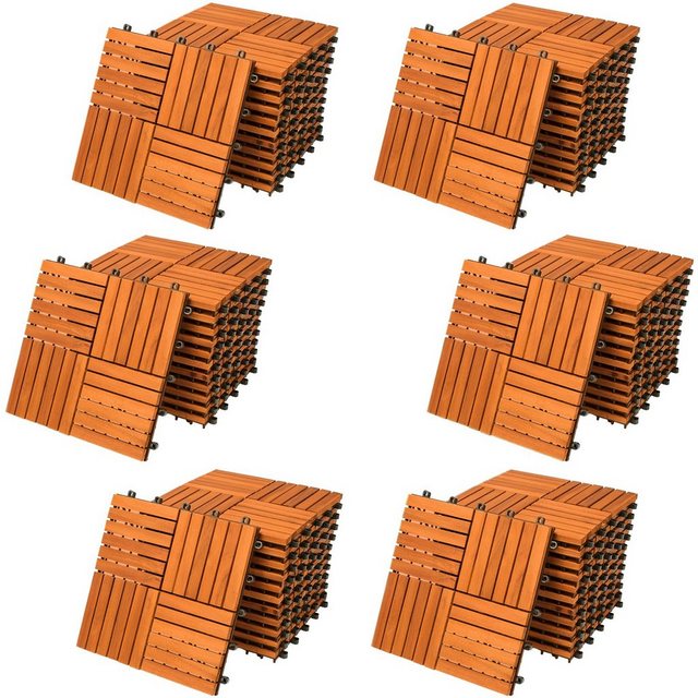 Bild von Casaria Holzfliesen 66x Akazie Quattro Mosaik, Terrassenfliesen 1-6m² Balkon Garten Klicksystem Verschiedene Muster