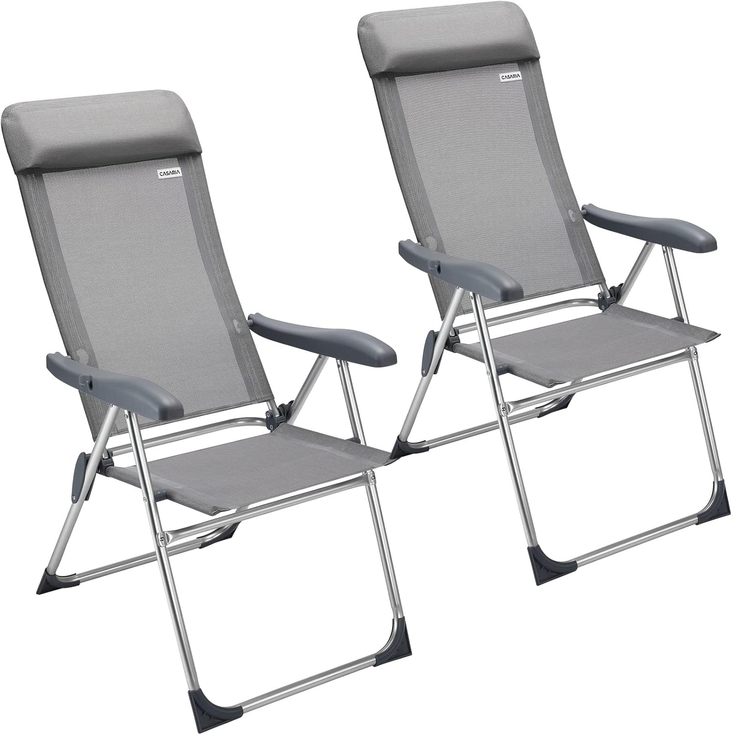 Bild von Casaria Gartenstühle 2er Set Klappbar 7-Fach Verstellbar Alu mit hoher Rückenlehne Liegefunktion Faltbar Balkon Campingstuhl Klappstuhl Hochlehner