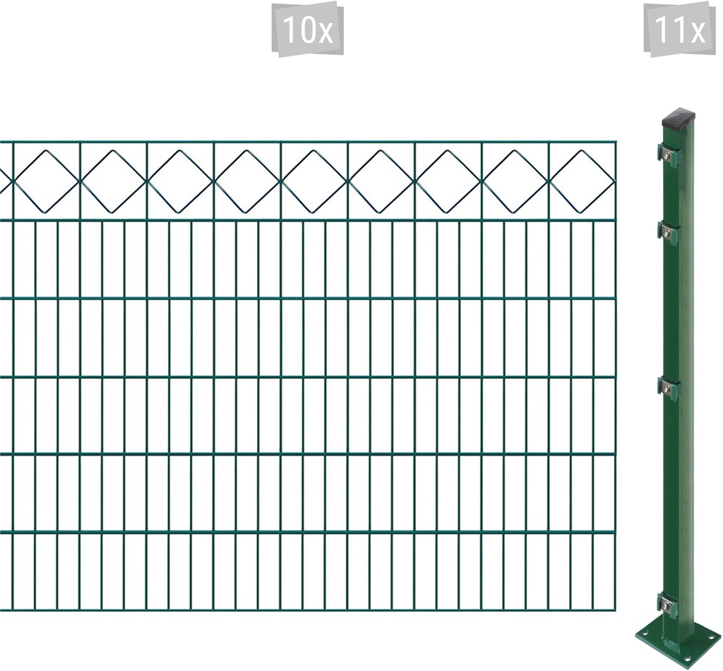 Bild von Arvotec Doppelstabmattenzaun EASY 120 zum Aufschrauben "Karo" mit Zierleiste, (Set, 21-St), Zaunhöhe 120 cm, Zaunlänge 2 - 60 m
