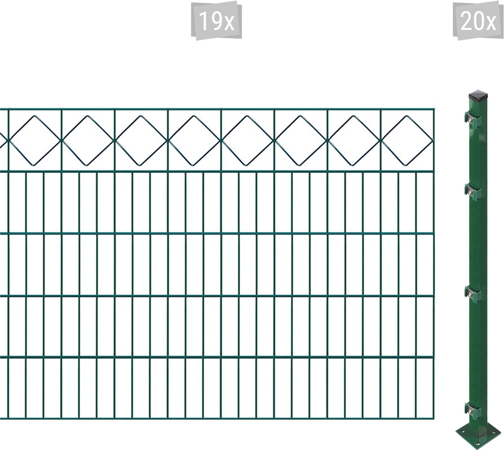 Bild von Arvotec Doppelstabmattenzaun ESSENTIAL 100 zum Aufschrauben "Karo" mit Zierleiste, (Set, 39-St), Zaunhöhe 100 cm, Zaunlänge 2 - 60 m