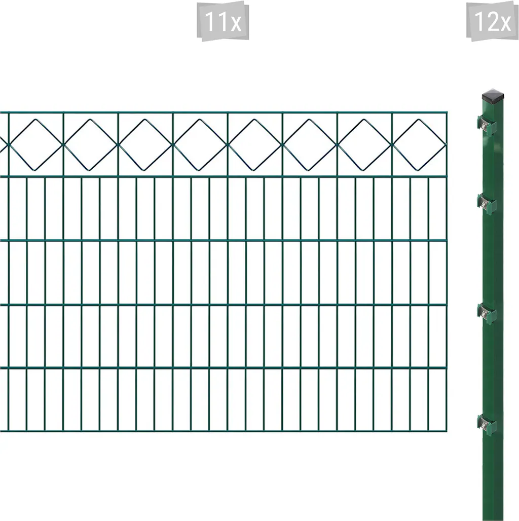 Bild von Arvotec Doppelstabmattenzaun ESSENTIAL 100 zum Einbetonieren "Karo" mit Zierleiste, (Set, 23-St), Zaunhöhe 100 cm, Zaunlänge 2 - 60 m