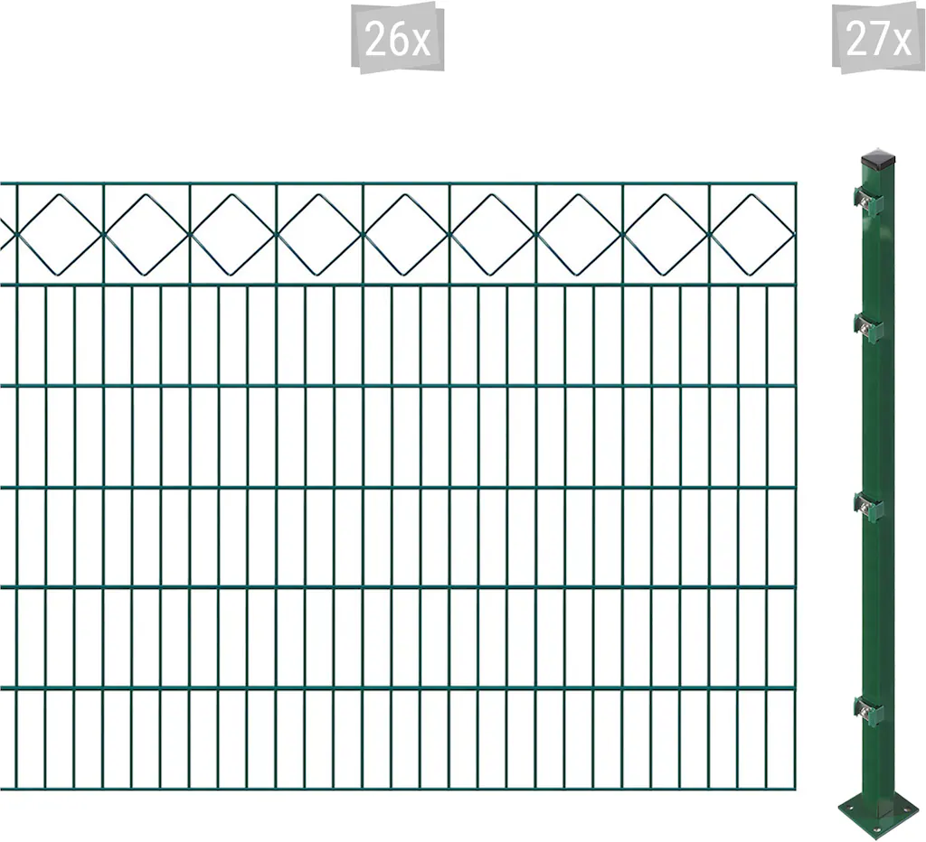 Bild von Arvotec Doppelstabmattenzaun ESSENTIAL 120 zum Aufschrauben "Karo" mit Zierleiste, (Set, 53-St), Zaunhöhe 120 cm, Zaunlänge 2 - 60 m