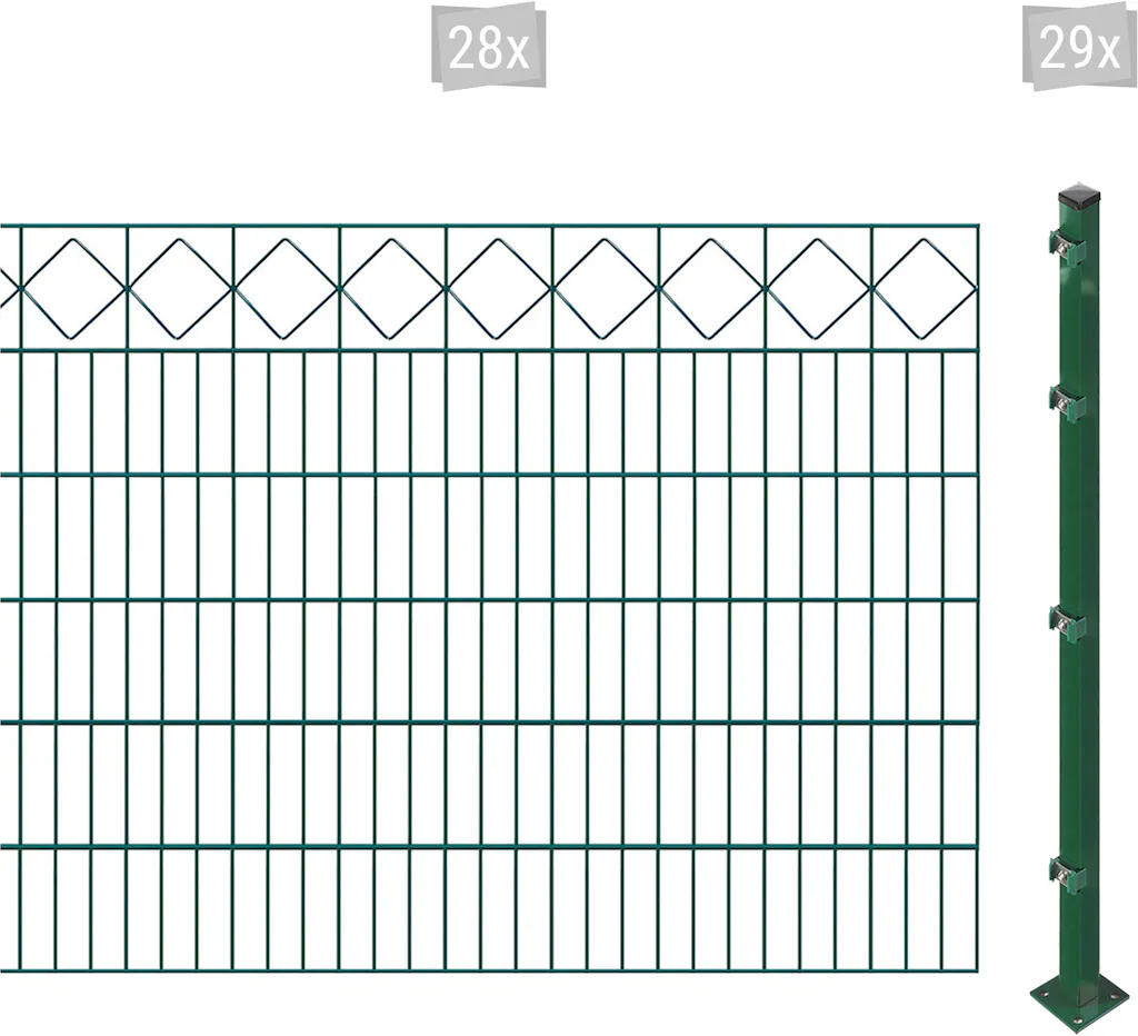 Bild von Arvotec Doppelstabmattenzaun ESSENTIAL 120 zum Aufschrauben "Karo" mit Zierleiste, (Set, 57-St), Zaunhöhe 120 cm, Zaunlänge 2 - 60 m