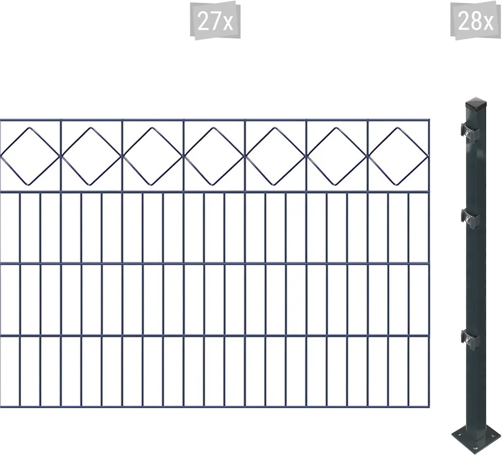 Bild von Arvotec Doppelstabmattenzaun ESSENTIAL 80 zum Aufschrauben "Karo" mit Zierleiste, (Set, 55-St), Zaunhöhe 80 cm, Zaunlänge 2 - 60 m